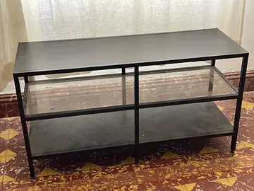meuble télé noir fer et verre