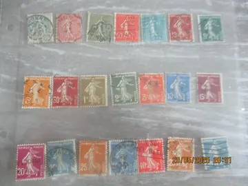 21 timbres oblitérés semeuse