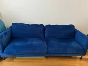 canapé bleu - longueur 200cm / profondeur : 90cm / hauteur : 65cm
