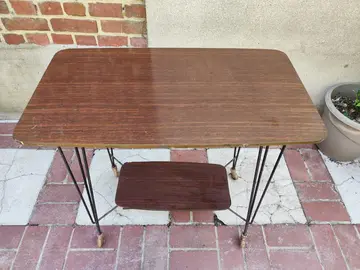 desserte vintage sur roulette en formica