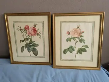 Lot de deux cadres - Dessins fleurs Rose