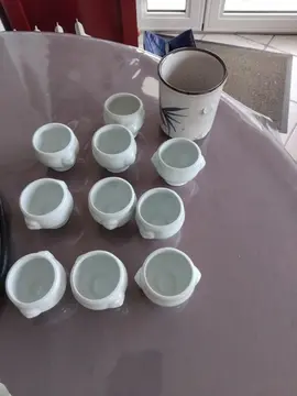 10 mini pots de porcelaine (pour verrines...) & 1 mug