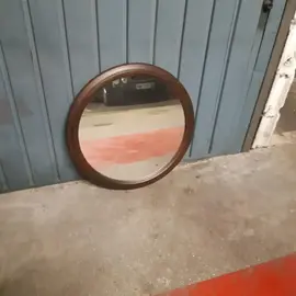Miroir entourage bois - Diamètre 50 cm