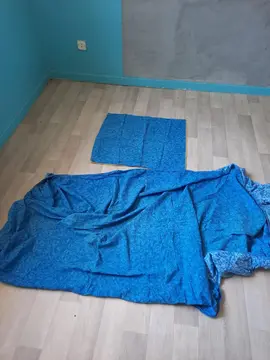 Donne draps housse et taie d'oreiller bleu et jaune 1 place enfant