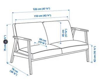 Canapé 2 places Ikea Ekenäset gris