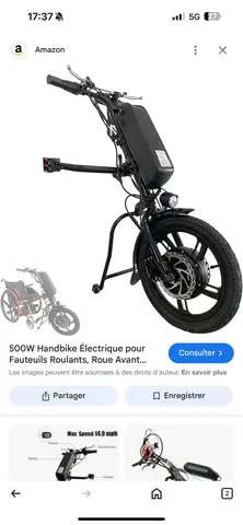 Handbike Électrique pour Fauteuils Roulants,
