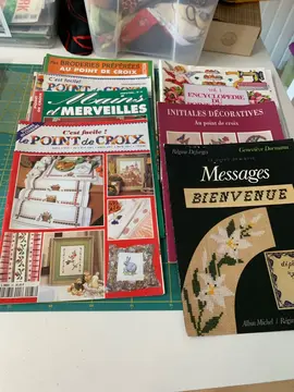 Livres broderie, carton mousse, points de croix