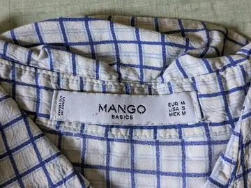 chemise manches longues, blanche, rayée bleu,