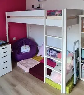 Lit mezzanine blanc enfant