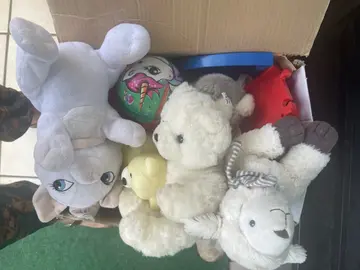 lot jouets peluches, circuit bloks..