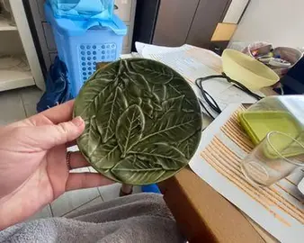 Petit assiette vert dessin feuilles