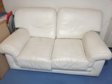 Canapé cuir véritable blanc convertible