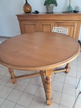 talle ronde salon bois massif