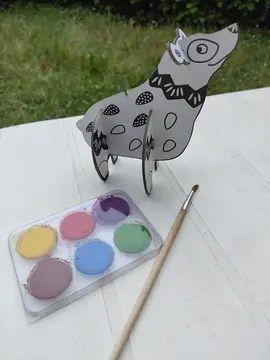 set de peinture à l'eau 6 couleurs+ pinceau+ ours en carton à monter