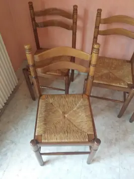 6 chaises bois assise paille