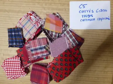 C5 Carrés 6,5 cm coton Rouge carreaux imprimés