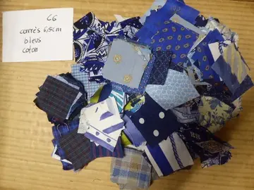 C6 Carrés 6,5 cm coton Bleus