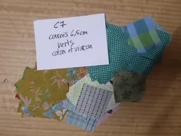 C7 Carrés 6,5 cm coton et viscose Verts