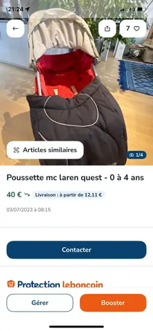 poussette don malgré prix sur l’annonce 0+