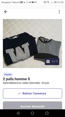 2 pulls homme taille S