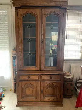 meuble bois avec verrière