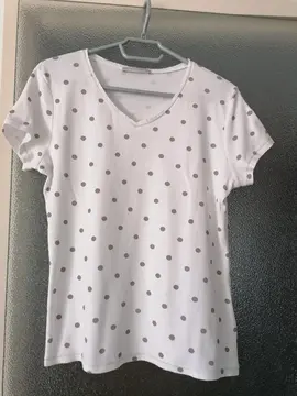 Tee-shirt blanc à pois taille 38/40