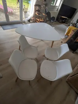 table bois et blanche