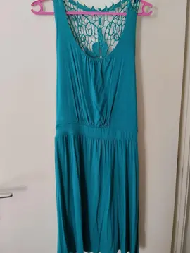 robe d été, verte turquoise,en coton