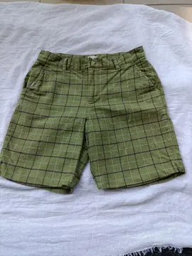 short vert doublé à carreaux enfant
