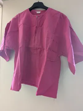 chemise coton rose manches courtes