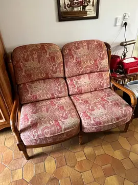 canapé 2 places en tissu et fauteuil