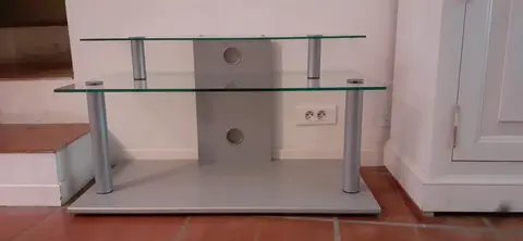 Meuble TV en verre et métal