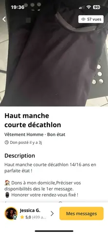 haut décathlon manche courte