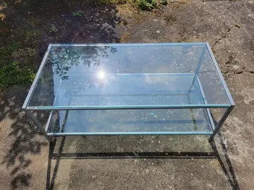 Table basse en verre et métal 70s space age