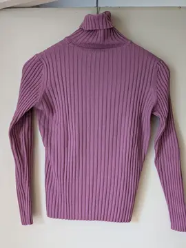 pull col roulé parme