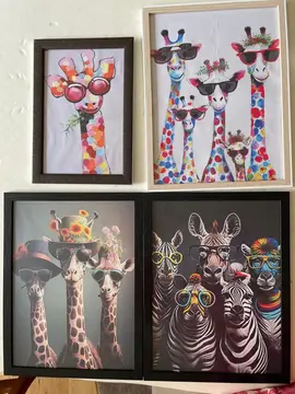 4 tableaux toile imprimée à motif girafes