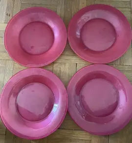 4 assiettes à dessert Rose foncé - voir photo