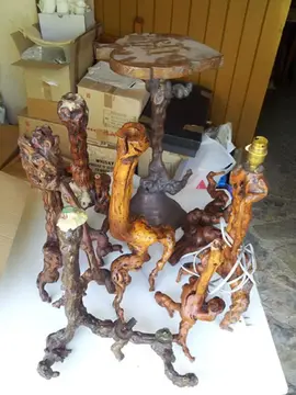 Reste 2 bougeoirs artisanaux "pieds de vigne"