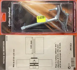 Collier tirefond, diamètre 12mm, long. 150mm pour mât de 30 à 60mm