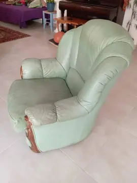 Fauteuil cuir vert
