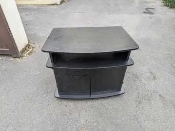 Meuble tv pivotant sur roulettes porte en verre 82 cm de large