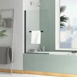 pare baignoire rabattable avec porte serviette en alu chromé