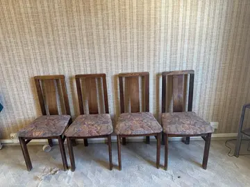 Ensemble de 4 chaises de salle à manger bois massif et tissu