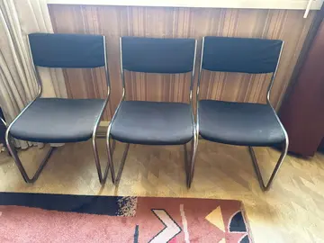Ensemble de 3 chaises vintage métal et tissu