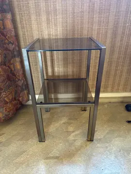 Petit meuble sellette métal et verre