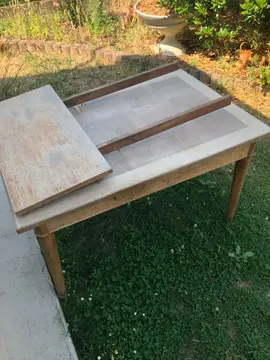 table en bois massif et rallonges