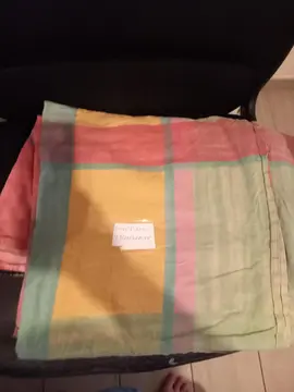 drap plat jaune et vert lit deux personne