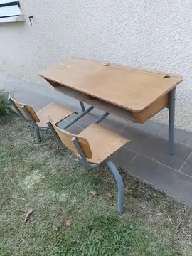 bureau écolier en bois et fer