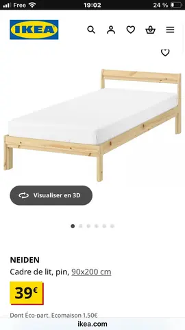 cadre de lit ikea 1 place (sans le sommier)