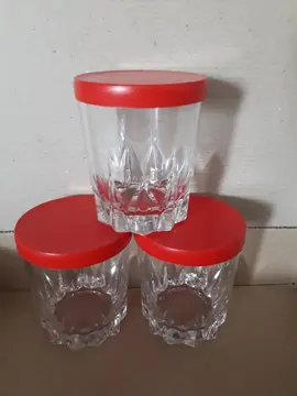 lot de 3 verres à moutarde avec couvercle plastique
